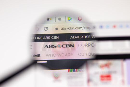 Los Angeles, USA - 1 February 2021: ABS CBN website page. Abs-cbn.com logo on display screen, Illustrative Editorial.