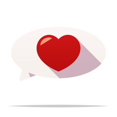 Speech bubble with heart vector isolated illustration