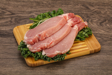 Raw pork steak for cooking