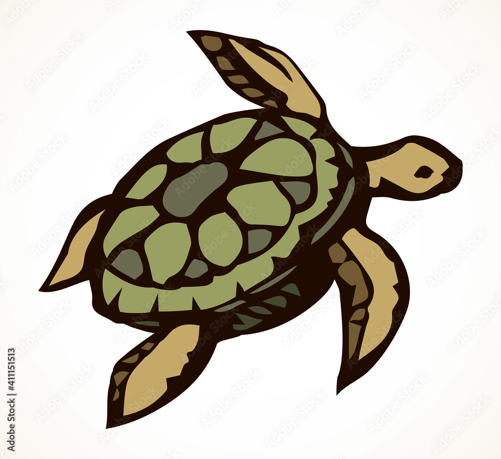 Wall mural Sea turtle. Vector drawing icon - Wall murals