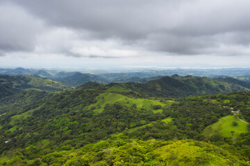 Fototapeta na wymiar Aerial photograph of green Monteverde cloud forest rainforest in Costa Rica 