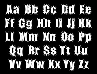 Vector drawing font isolated on white background. Uppercase and lowercase letters of the Latin alphabet