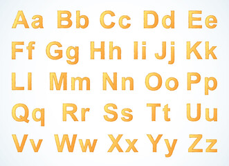 Vector drawing font isolated on white background. Uppercase and lowercase letters of the Latin alphabet