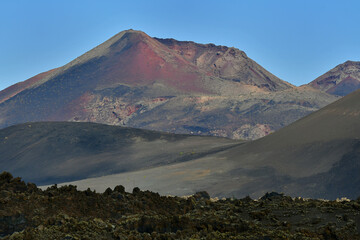 Beautiful volcanic landscape at the Timanfaya National Park. Lanzarote, Spain.