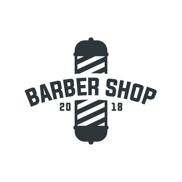 Retro Barbershop Abstract Vector Sign, Emblem or Logo Template