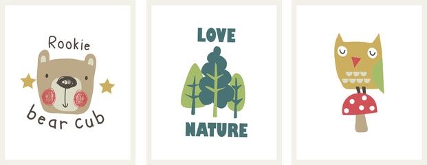nordic style poster for kids with nature and camping theme
