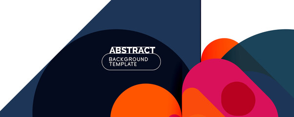 Flat geometric round shapes and dynamic lines, abstract background. Vector illustration for placards, brochures, posters and banners