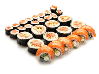 Sushi on white background