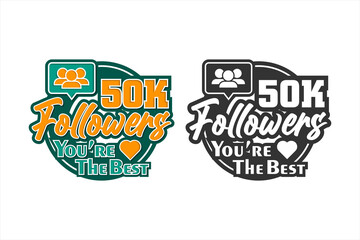 50K follower thank you design premium logo