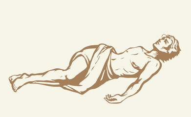 The parable of the good Samaritan. Vector drawing