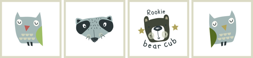 nordic style poster for kids with nature and camping theme