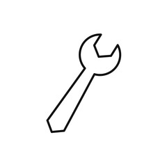 Tool icon, wrench thin line web symbol on white background