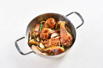 Chicken drumsticks baked with apples