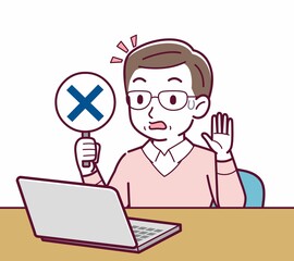 Elderly man in red sweater