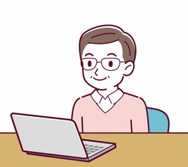 Elderly man in red sweater