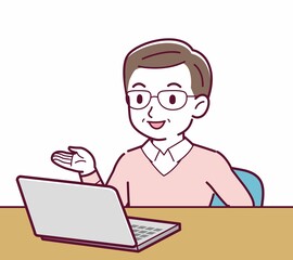 Elderly man in red sweater