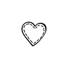 Simple doodle heart. Hand drawn heart isolated on white background. Valentine's Day symbol. Vector illustration.