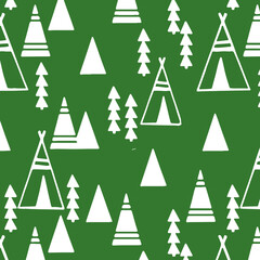 Christmas tree pattern vector illustration. Fabric, wrapping paper, wallpaper, packaging.