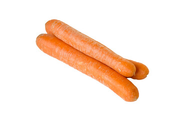 Fresh carrots isolated on white. Diet and healthy eating.