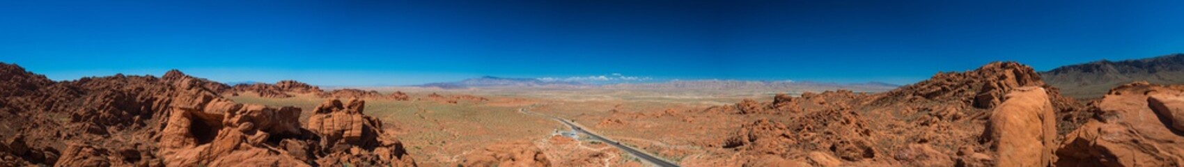 Fototapeta na wymiar Panorama of Valley of Fire, View from Elephant Rock, Nevada, USA