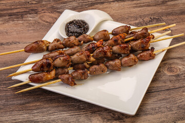 Asian cuisine - chicken hearts skewer
