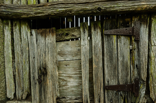 WOODEN SIDE OF A HORREO, TYPICAL USED CONSTRUCTION OF WAREHOUSE FOR AGRICULTURAL PRODUCTS, GALICIA, SPAIN