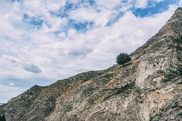 cloudy day in the mountains of the natural park of the ports, in tarragona (spain).