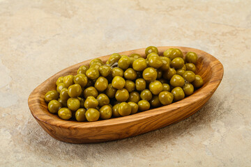 Marinated green pea in the bowl