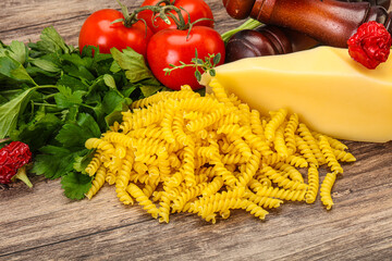 Raw Italian pasta Fusilli for cooking