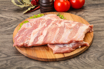 Raw pork ribs for cooking