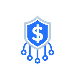 Shield with dollar icon, insurance concept