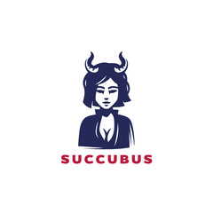 Succubus logo design, demon girl, enchantres, woman with horns