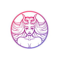 Succubus, demon girl, woman with horns vector art