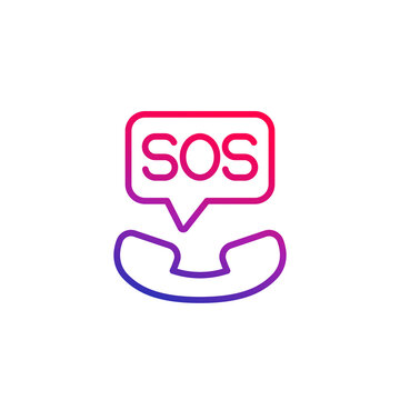 Sos, Emergency Call Line Icon