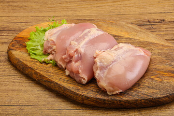 Raw chicken boneless and skinless leg