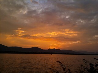 sunset over the lake
