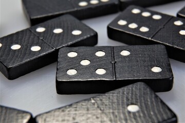 dominoes on a wooden background
