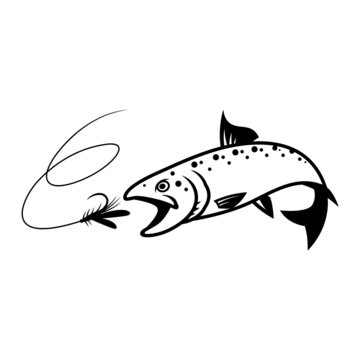 recommend clip art: Fly fishing on white background