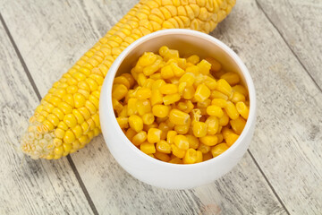 Young corn seeds in the bowl