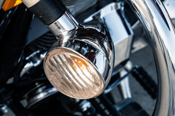 Motorcycle headlight with shiny chrome details