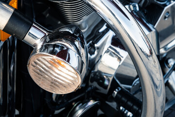 Motorcycle headlight with shiny chrome details