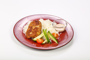 Steamed Rice with chicken cutlet