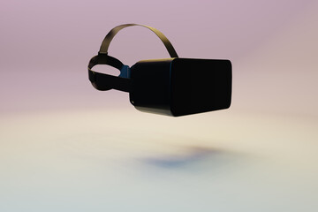 VR Goggles Headset with pastel tone color. Modern Tech Design in Minimal Style. Trendy duotone effect. Perspective view. 3D render Illustration