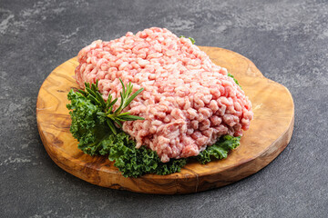 Raw pork minced meat for cooking
