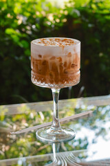 iced caramel coffee in a glass