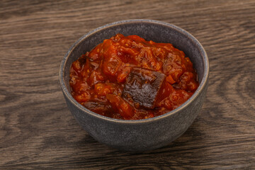 Eggplant saute with tomato and herbs