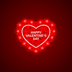 happy valentine's day heart shape illustration with glowing light ornaments
