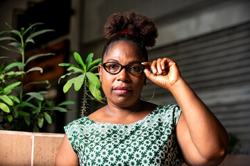 close-up of a beautiful mature african businesswoman.