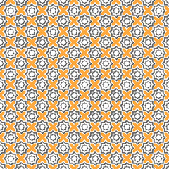 Arabic arabesque seamless pattern with colorful elements. Geometric background. Design greeting card for Ramadan Kareem, Islamic ornamental colorful detail of mosaic. Vector illustration.