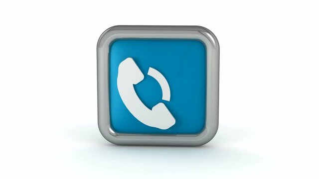 animation of Blue phone button icon on a white background